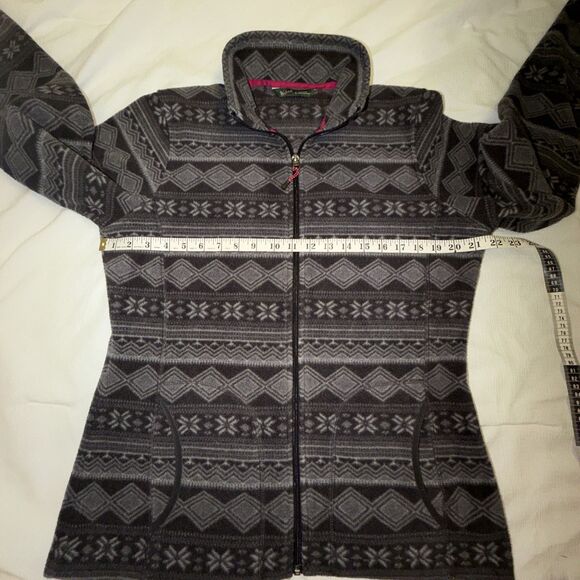 Woolrich Andes Fleece Grey Printed Zip Up Jacket Women Size Large, navaho print - Picture 2 of 7